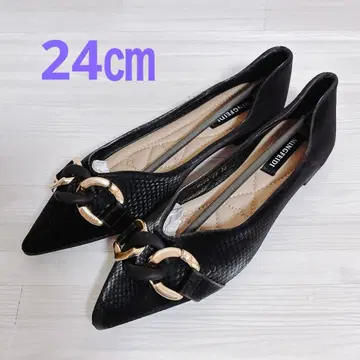 펌프스 스틸레토 체인 펌프스 악어 무늬 로우힐 블랙 24cm