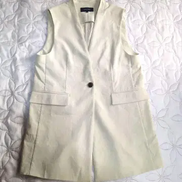 UNTITLED 칼라리스 노카라 베스트 베이지 사이즈 2 린넨 혼방