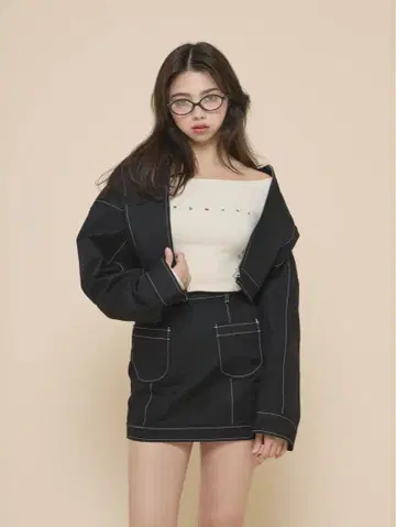 Andmary Harper loose twill jacket/skirt