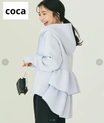 새상품 coca 코카 던보루 백 프릴 후드 파카 라이트 블루