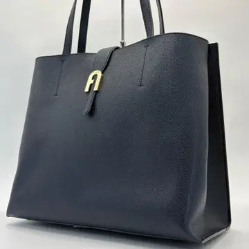 새상품급 훌라 토트백 소피아 아치 로고 가죽 숄더 대용량 네이비