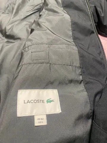LACOSTE 후드 부착 블랙 다운 자켓 US L
