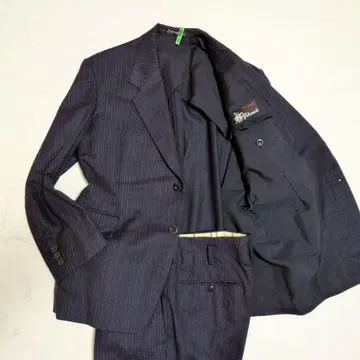 수트 셋업 싱글 도멜 원단 스트라이프 네이비 M 상당