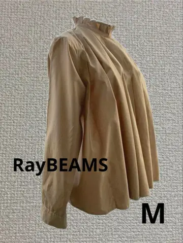 Ray BEAMS 베이지 하이넥 플리츠 긴팔 셔츠