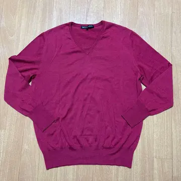 23구 와인 레드 V넥 긴팔 니트 스웨터 38