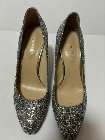 실버 글리터 힐 펌프스 약 10cm