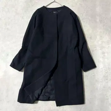 띠어리 멜톤 노카라 코트 램스울 롱 최근 모델 네이비