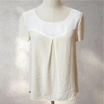 [쉽스] 쉬폰 티셔츠 / 아이보리 / 바이컬러 / 시어 / 실크 100%