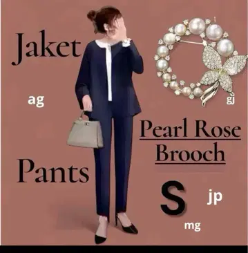 수트 셋업 네이비 S, M, L 펄 브로치 수험 졸업식