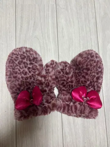 디즈니 핑크 레오파드 무늬 미튼