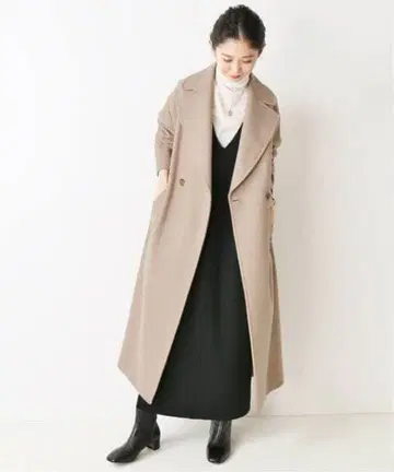 SLOBE IENA SUPER100 멜톤 빅 라펠 코트