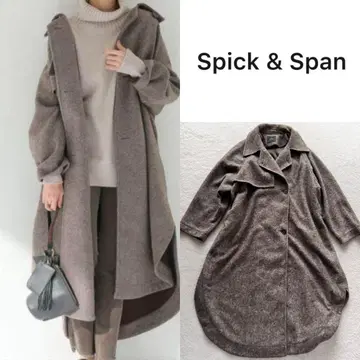 Spick&Span W 슬라이버 헤링본 코트 롱 코트