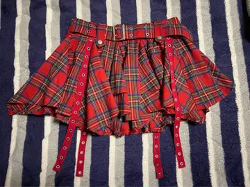 jouetie 레드 체크 무늬 미니 스커트