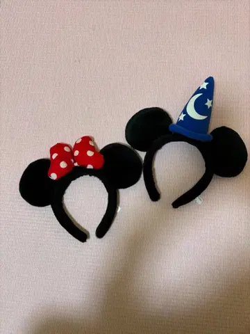 미니 마우스와 미키마우스 귀 머리띠 세트
