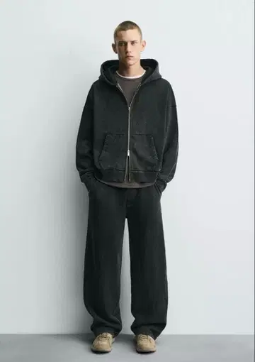 ZARA 워시 가공 지퍼 후디