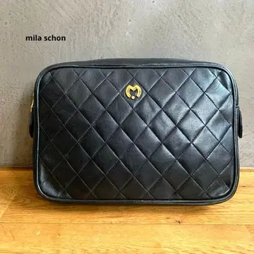 밀라 쇤 핸드백 세컨드 백 블랙 가죽 퀼팅