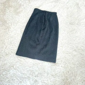 헤링본 박스 턱 타이트 스커트 M 블랙 허리밴딩