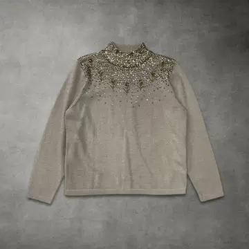 여성용 하이넥 니트 긴팔 상의 스웨터 베이지 FREE