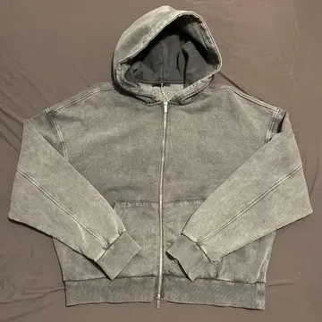 ZARA 워시 가공 후디 더블 지퍼 크롭 기장