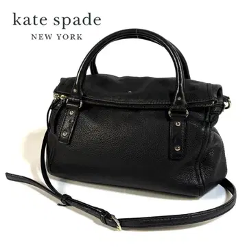 케이트 스페이드 가죽 2way 핸드백 주름 가죽 블랙 골드 금장 장식