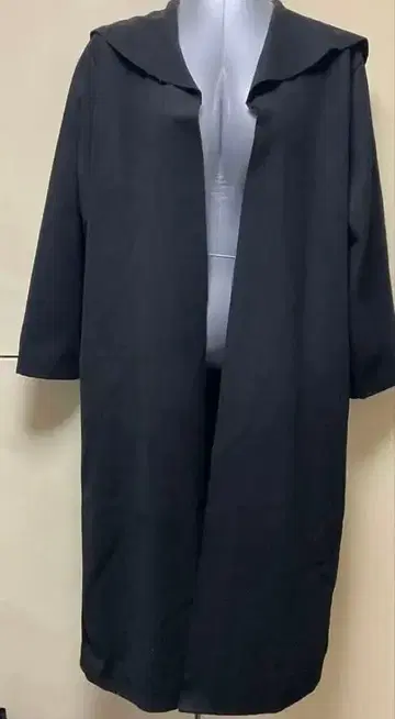 세일러 카라 롱 코트 블랙