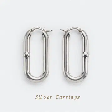 귀걸이 U 쉐이프 실버 라지 링크 체인 실버 귀걸이 후프