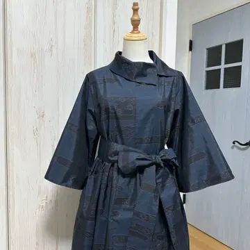 기모노 리메이크 오시마 명주 롤 칼라 원피스 (L)