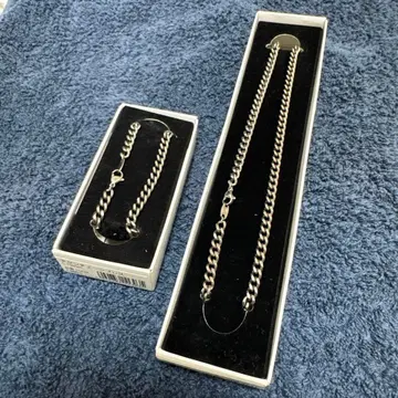 실버 트위스트 체인 티타늄 목걸이 세트