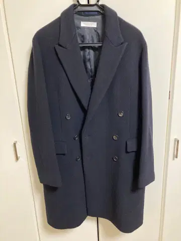 BEAUTY&YOUTH 네이비 더블 브레스트 체스터 코트