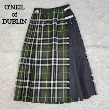 오닐 오브 더블린 퀼트 플리츠 롱 스커트 체크 빔즈 별주