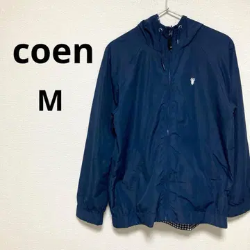 코엔 여성용 긴팔 나일론 점퍼 겉옷 원포인트 네이비