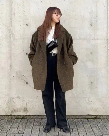 새상품급 HappyJohn 울 블렌드 샤기 코쿤 P 코트 FREE