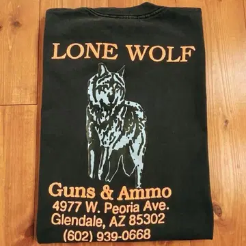 90s USA제 싱글 전면 포켓 양면 후르츠 롱 울프 t 블랙 XL