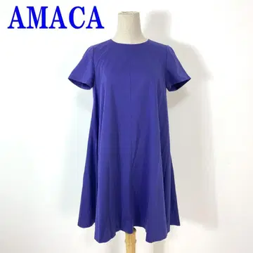 아마카 반팔 원피스 블루 파랑 코튼 폴리에스테르 38 C3802