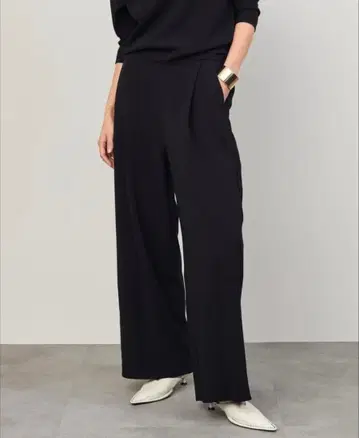 soeju 소주 사이드턱 와이드 팬츠 블랙 L