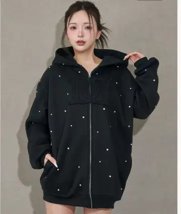 미개봉 새상품 Darich DD 로고 비쥬 지퍼 후드티 블랙