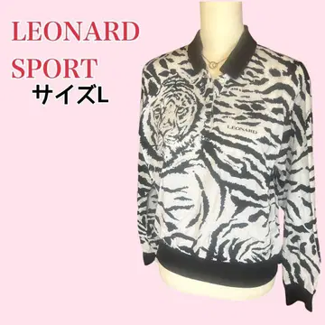레오나르 스포츠 호랑이 무늬 타이거 피케 셔츠 긴팔 골프 등 L 사이즈