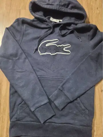 LACOSTE KOREA 네이비 후드티 로고 자수