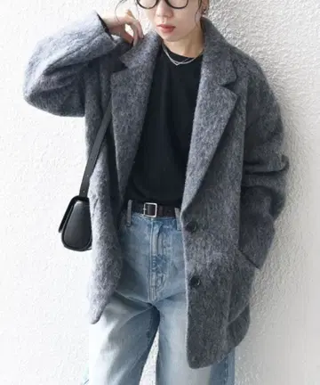 SHIPS any: 울 믹스 샤기 싱글 코트