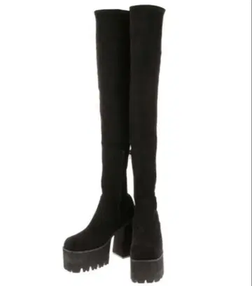 인기 새상품급 EMODA 스퀘어핏 니하이 부츠 24.5 블랙