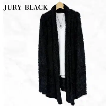 JURY BLACK 샤기 니트 가디건 샤기 코디 가디건 블랙