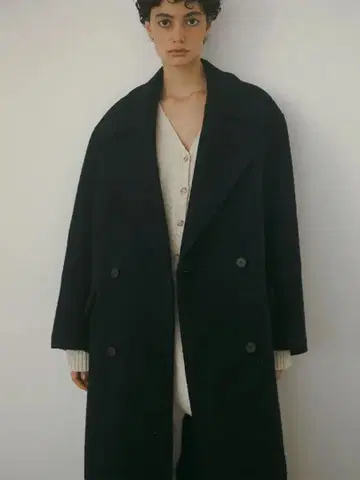 etretokyo 더블 브레스트 롱 코트 S 사이즈 네이비