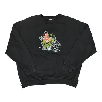 X-LARGE 장미 맨투맨 크루넥 블랙 엑스라지