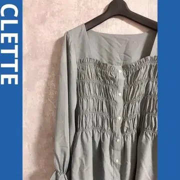 CLETTE 소매 리본 셔링 블라우스 3L 셔츠 긴팔