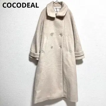 새상품 코코딜 샤기 스탠드 카라 롱 코트 더블