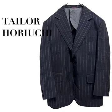 호리우치 테일러 자켓 스트라이프 네이비 L 상당 여름 영국제 원단