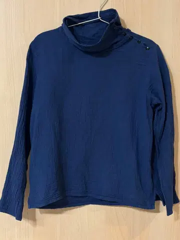 애플하우스 면 100% 거즈 터틀 셔츠 블루 프리 사이즈