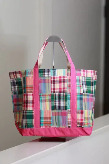 L.L.Bean 마드라스 패치워크 토트백 핑크 대용량