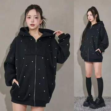 다리치 DD 로고 비쥬 지퍼 후드티