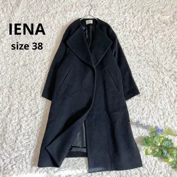 새상품급 이에나 롱 슬릿 노카라 코트 울 오버 사이즈 네이비 컬러 M